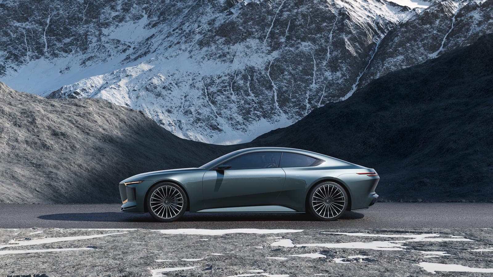 The Vision BMW Alpina stretches to 5.2 metres, with a raked coupe roofline and a reinterpreted shark nose.